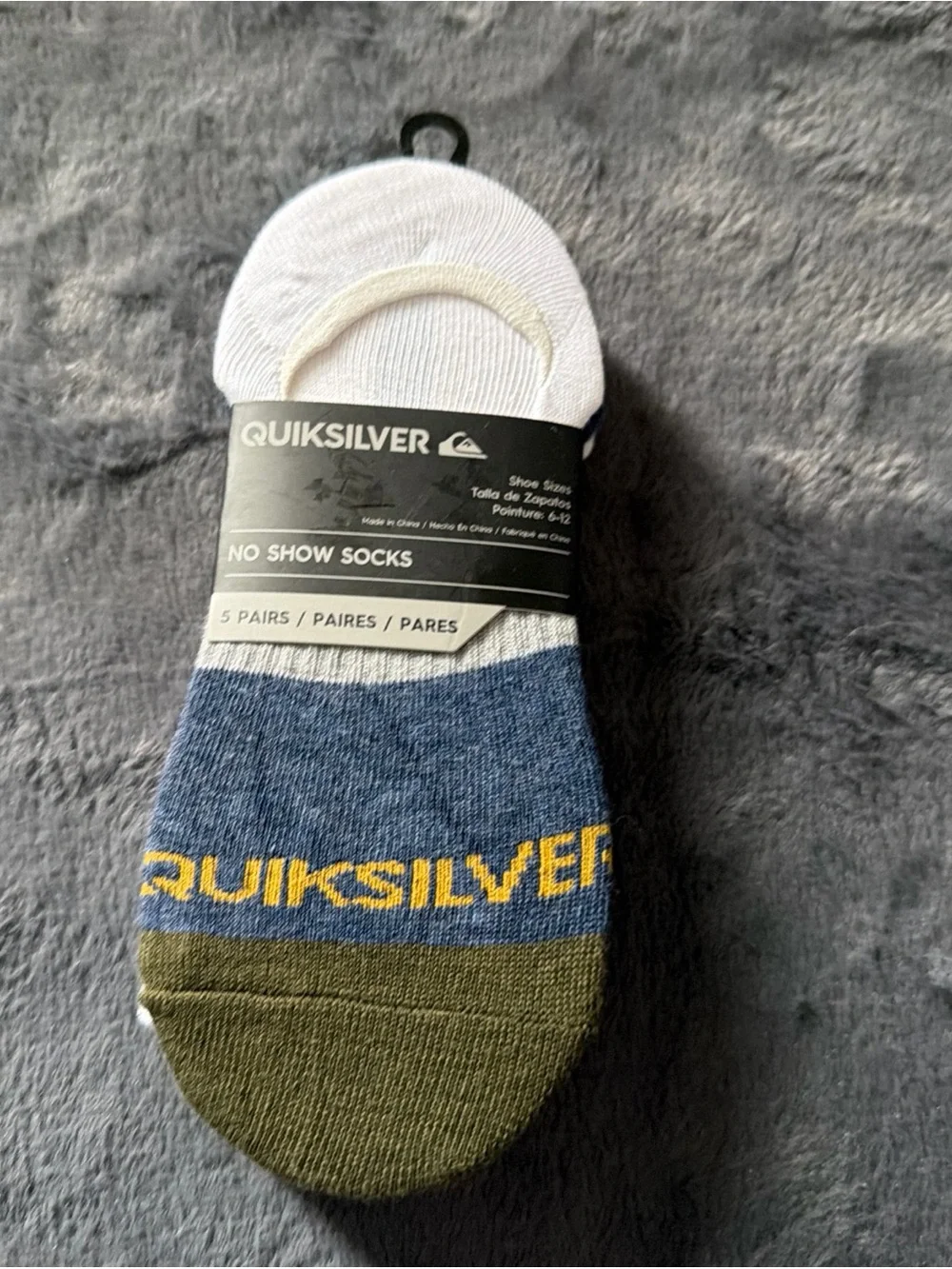 Quiksilver Men’s Size 6-12 No Show Socks. 5 Pairs. Multicolor. New with Tags.